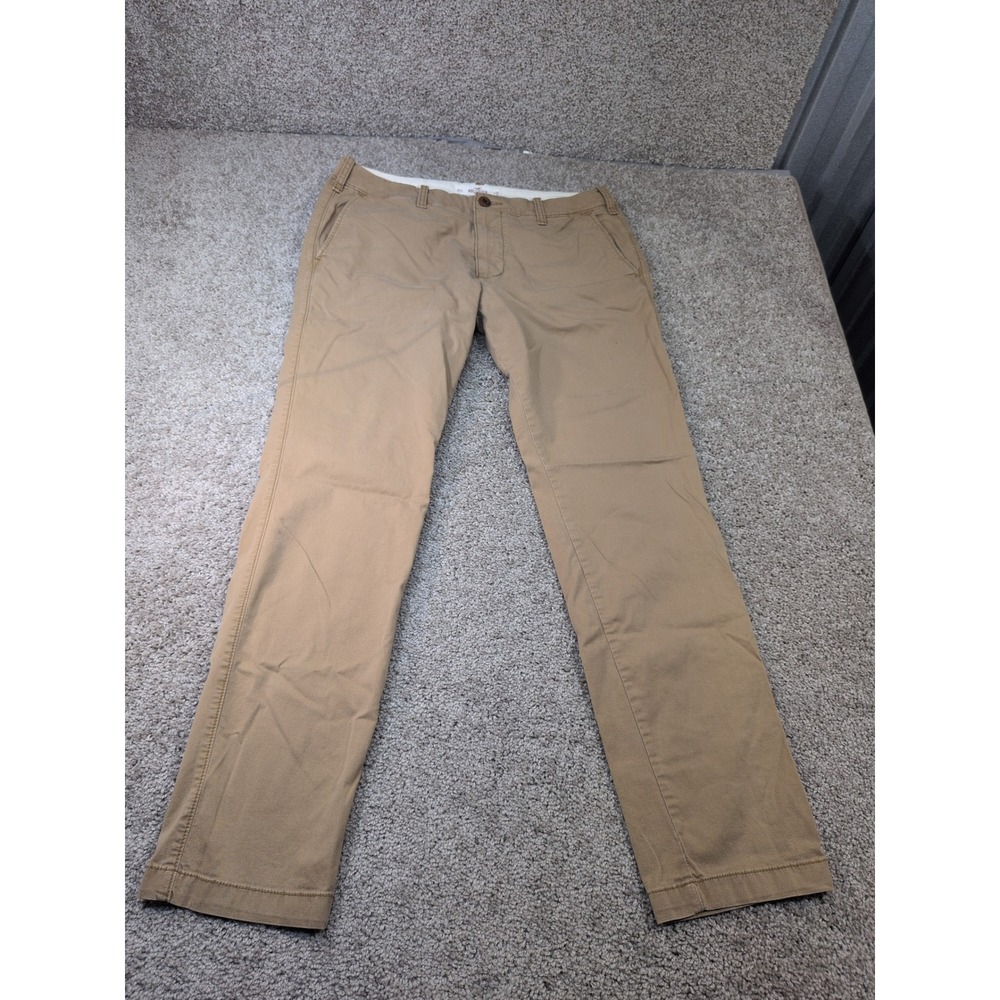 Hollister Mens Skinny Chino Epic Flex Khaki Tan Pants 32x32 Stretch Cotton